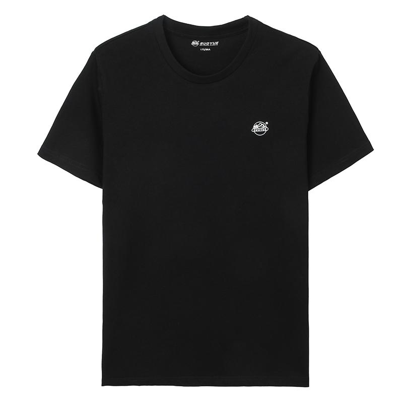 SUOYUE Summer Lightweight Outdoor Couples Solid-Color Breathable Cotton Short-Sleeve T-Shirt Black